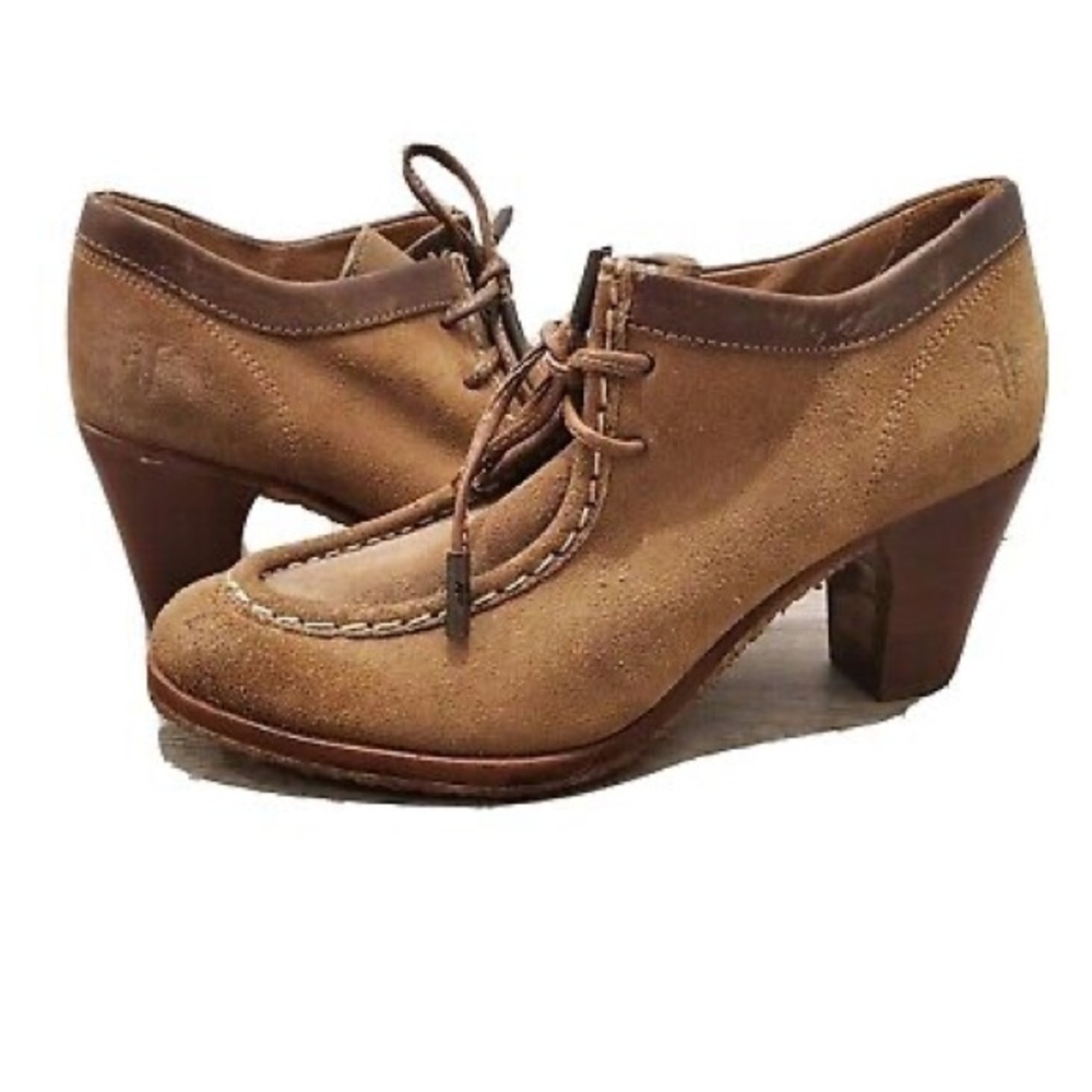 Frye Parker‎ Tan Suede Oxford Ties 3" Ankle Boot Size 8